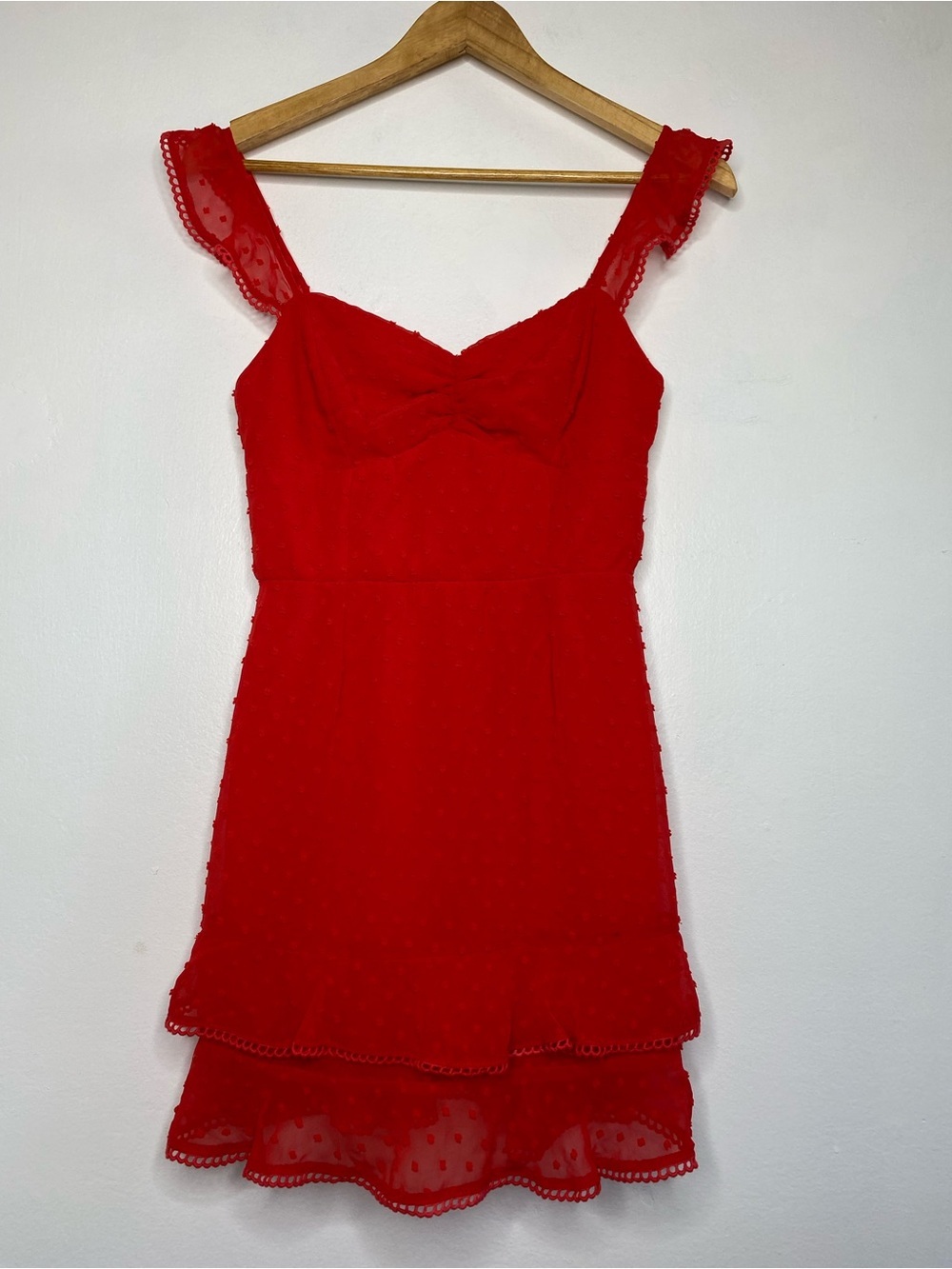 Ruffled Tiered Spotted Mini Dress Size S Flirty Girly Coquette
